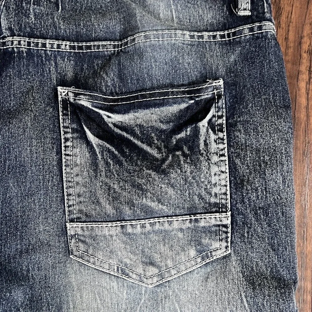 South Pole Denim Shorts‎ Men's 38 Slim Faded White Patch Stitching Y2K Grunge